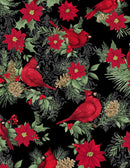 Wilmington Prints Cardinal Charm Large Cardinal Black Fabric