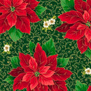 QT Fabrics Poinsettia Symphony Poinsettia And Scroll Forest Fabric
