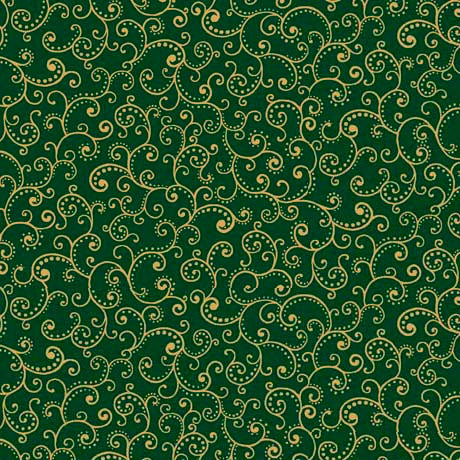 QT Fabrics Poinsettia Symphony Scroll Forest Fabric