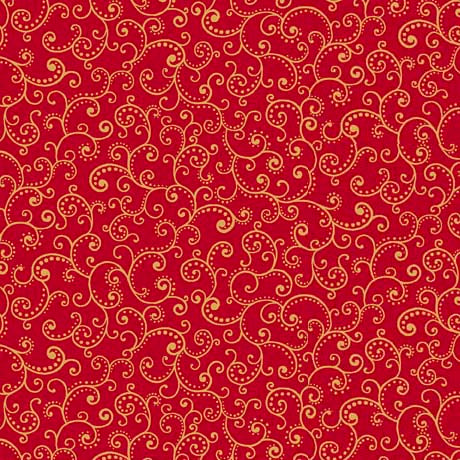 QT Fabrics Poinsettia Symphony Scroll Red Fabric