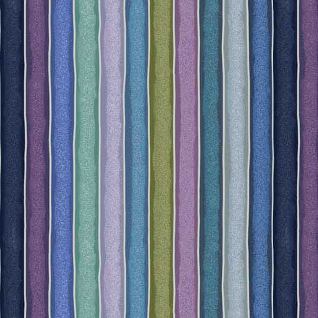 Quilting Treasures Seashell Soiree Blue Stripe Fabric