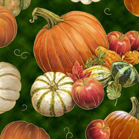 QT Fabrics Autumn Forest Pumpkins And Gourds Forest Fabric