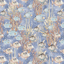 Blank Quilting Ocean Oasis Medium Blue Fish And Seaweed Fabric
