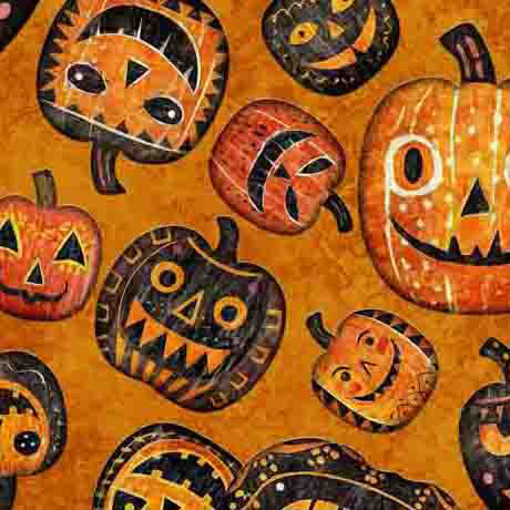 Quilting Treasures Creepin' It Real Orange Pumpkin Toss Fabric