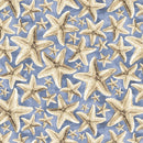 Blank Quilting Ocean Oasis Medium Blue Starfish Fabric