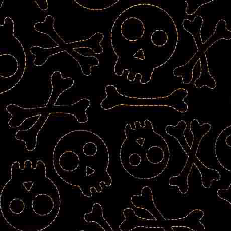 Quilting Treasures Creepin' It Real Black Sketched Skulls Fabric