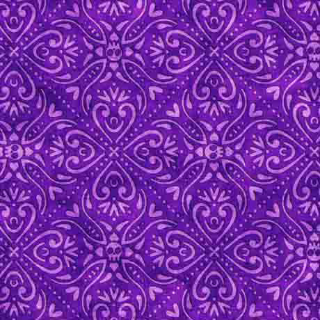 Quilting Treasures Creepin' It Real Purple Scroll Medallion Fabric