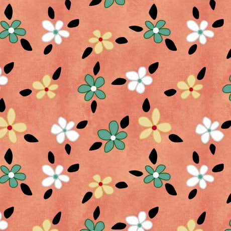 QT Fabrics Life Is Better With Friends Flower Toss Peach Fabric