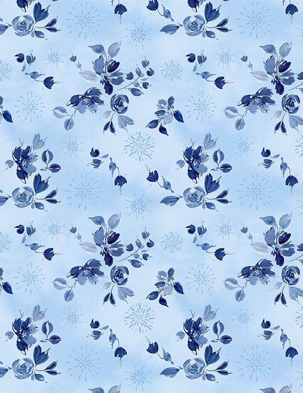 Wilmington Prints Dreaming In Blue Bouquet Toss Light Blue Fabric