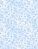 Wilmington Prints Dreaming In Blue Leaves Allover White Fabric
