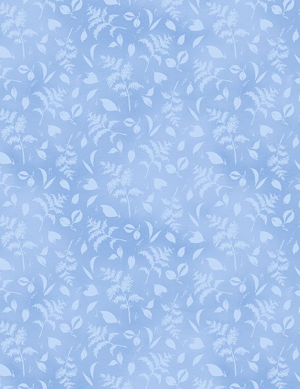 Wilmington Prints Dreaming In Blue Leaves Allover Medium Blue Fabric