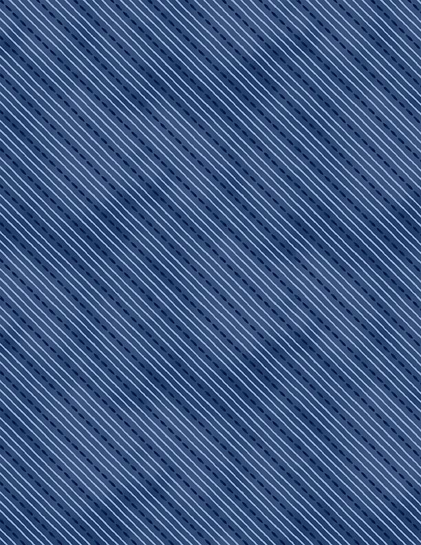 Wilmington Prints Dreaming In Blue Dashed Stripes Dark Blue Fabric