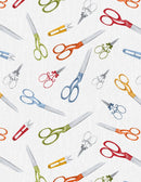 Wilmington Prints Common Threads Tossed Scissors Gray Fabric