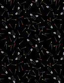 Wilmington Prints Common Threads Tossed Pins Black Fabric