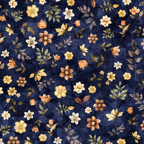 QT Fabrics Midnight Blooms Ditsy Floral Navy Fabric