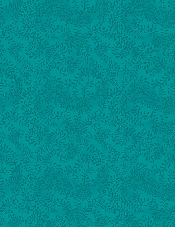 Wilmington Prints Swirling Leaves Teal Wide Back Fabric