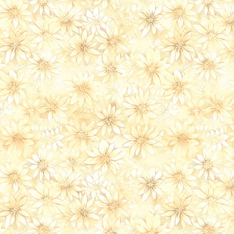 QT Fabrics Midnight Blooms Daisies Vanilla Fabric