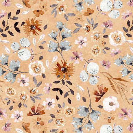 QT Fabrics Home Sweet Home Floral Salmon Fabric