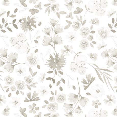 QT Fabrics Home Sweet Home Floral White Fabric