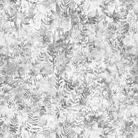 QT Fabrics Dinoroars Foliage Texture Gray Fabric