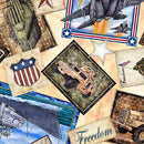 QT Fabrics Patriot Military Collage Tan Fabric