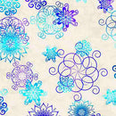 QT Fabrics Fantasia Linear Floral Cream Fabric