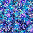 QT Fabrics Fantasia Packed Floral Blue Fabric