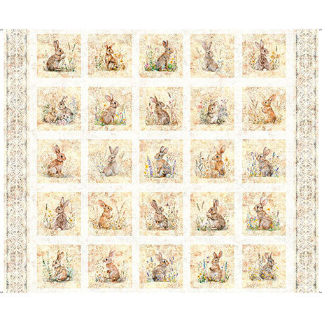 QT Fabrics Hunny Bunny Bunny Picture Patches Cream Panel