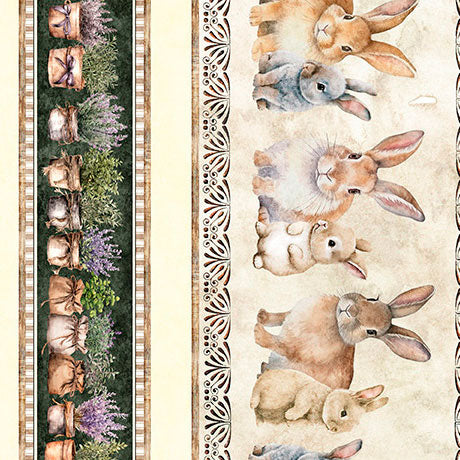 QT Fabrics Hunny Bunny Border Stripe Fabric