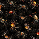 QT Fabrics Jeepers Creepers Spiders Black Fabric