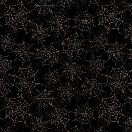 QT Fabrics Jeepers Creepers Spiderwebs Black Fabric