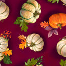 QT Fabrics Cornucopia Harvest Pumpkin Toss Wine Fabric