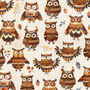 QT Bearsville Owls Oatmeal Fabric