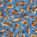 QT Bearsville Fish Blue Fabric