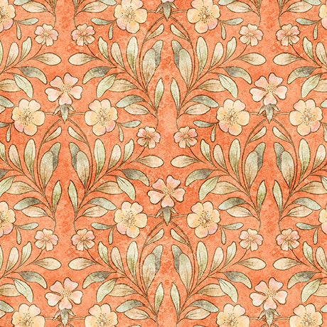 QT Hedgehugs Floral And Leaf Orange Fabric