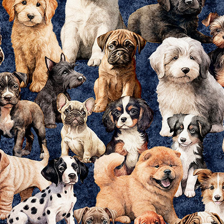 QT Cuties 2 Pack Of Puppies Denim Fabric