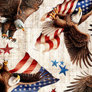 QT Fabrics 1776 American Eagle And Flag Toss Birch Fabric