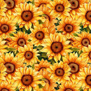 QT Sunflower Serenade Packed Sunflowers Green Fabric