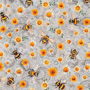 QT Sunflower Serenade Sunflowers & Bumble Bees Light Gray Fabric