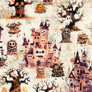 QT A Haunting We Will Go Haunted Landscape Oatmeal Fabric