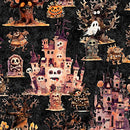 QT A Haunting We Will Go Haunted Landscape Charcoal Fabric