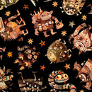 QT A Haunting We Will Go Monster Toss Charcoal Fabric