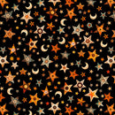 QT A Haunting We Will Go Stars And Moons Black Fabric