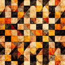 QT A Haunting We Will Go Checkerboard Geo Burnt Orange Fabric