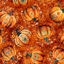 QT Harvest Hollow Tossed Pumpkins Burnt Orange Fabric