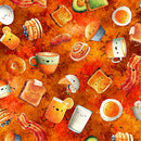 QT Foodies Breakfast Club Orange Fabric