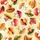 QT Foodies Mushrooms Wheat Fabric