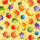 QT Foodies Mixed Fruit Yellow Fabric