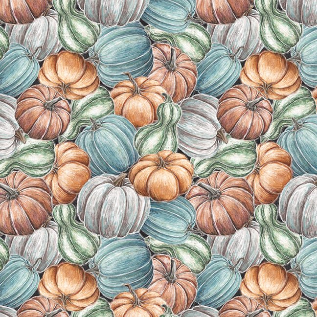 Blank Quilting Late Summer Harvest Stacked Pumpkins Orange Fabric