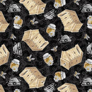 Blank Quilting Late Summer Harvest Bees and Beehives Charcoal Fabric ONLINE PURCHASE ONLY
